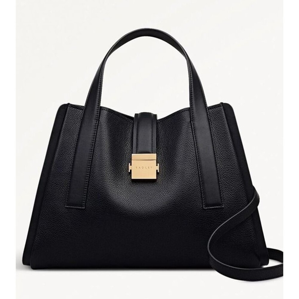 Radley Sloane Mews Medium Ziptop Grab Leather Tote Bag Black